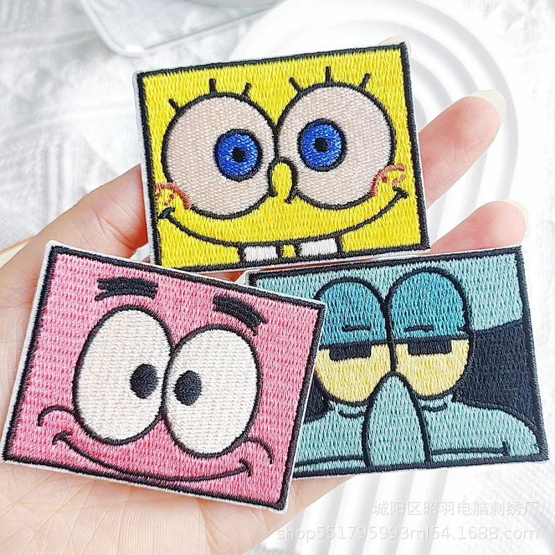Cartoon SpongeBob Patrick Thaddäus Stickerei Patch Kleidung Reparatur Subventionen Dekorative Aufkleber für Kleidung Tasche Selbst Kleben