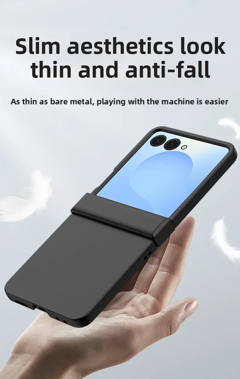 Einfarbige, vollständig umhüllende Handyhülle mit Hautgefühl und Scharnierschutz für Samsung Z Flip 8 7 FE 6 5 4 3 Flip7 Flip6 – Harte Kunststoffhülle – Detail 19