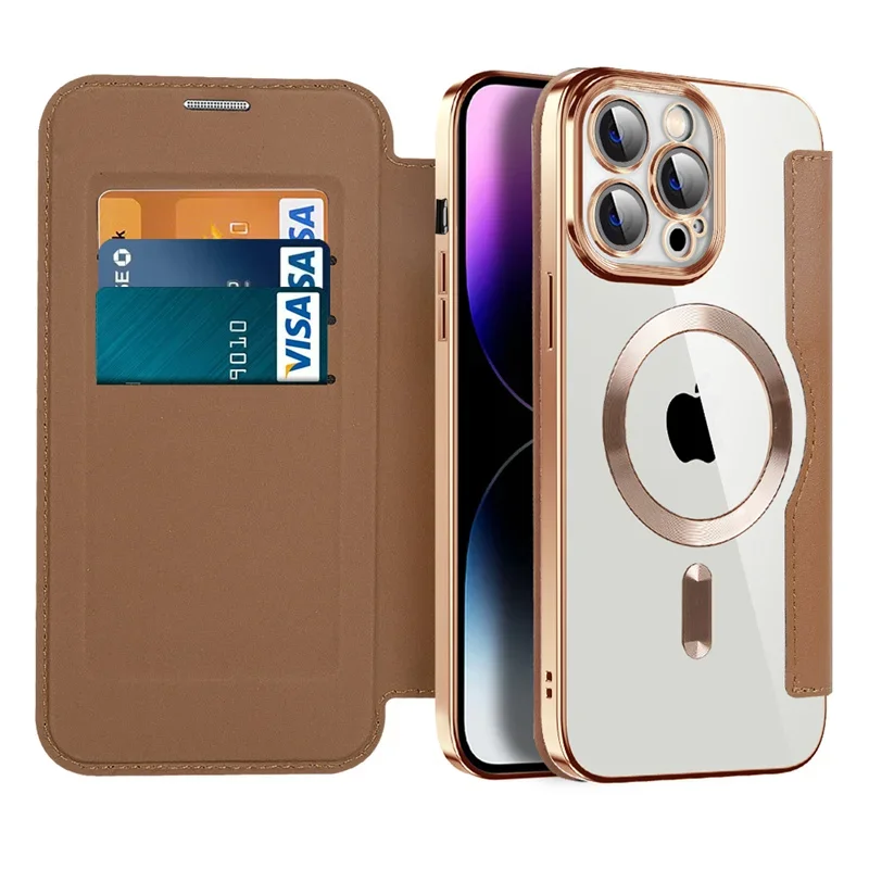 Wireless Charging Flip Leather Phone Case For iPhone 11 12 13