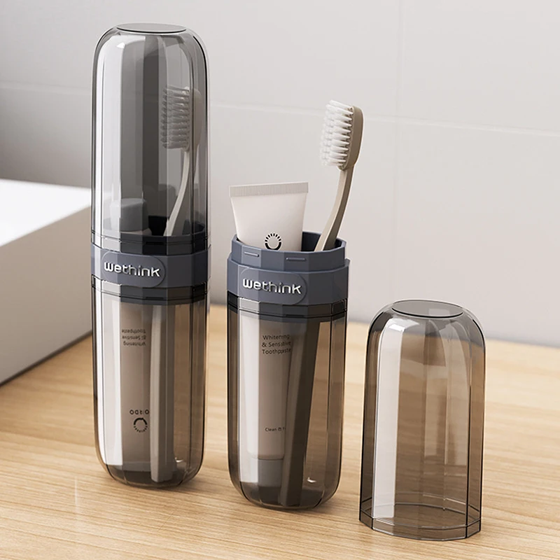 Compact Travel Toiletry Kit: Toothbrush & Toothpaste Holder with Rinse Cup