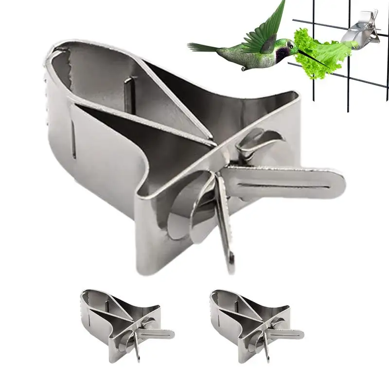 

Bird Cage Feeder Stainless Steel Clips Pet Feeder Bird Food Holder Parrot Cage Supplies Pet Supply Cuttlebone Clamp Clamps Bird