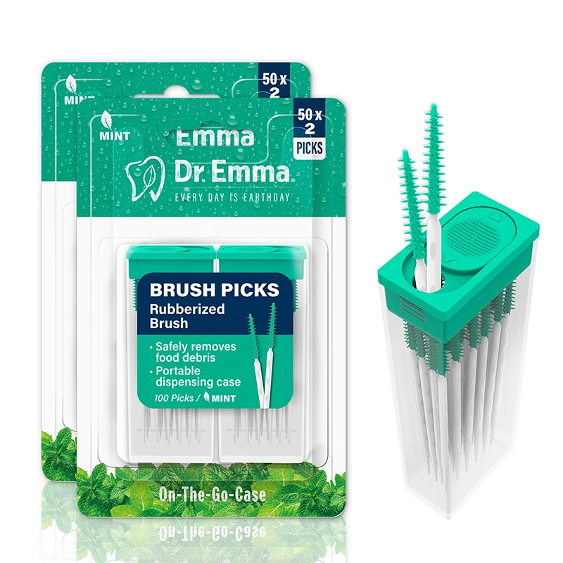 100개 치간 실리콘 브러쉬 치실이 있는 실리콘 이쑤시개 치아 사이 청소 도구