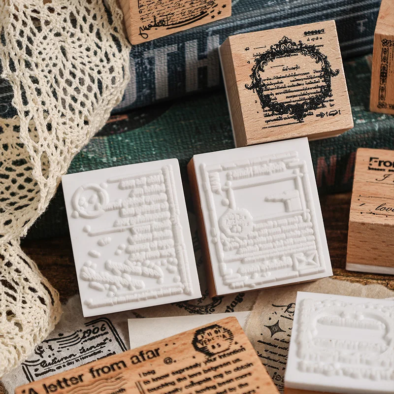 영어 트랙 레코드 시리즈 목재 고무 스탬프, DIY 스탬프, 문구 스크랩북 표준 스탬프, 2 팩/로트