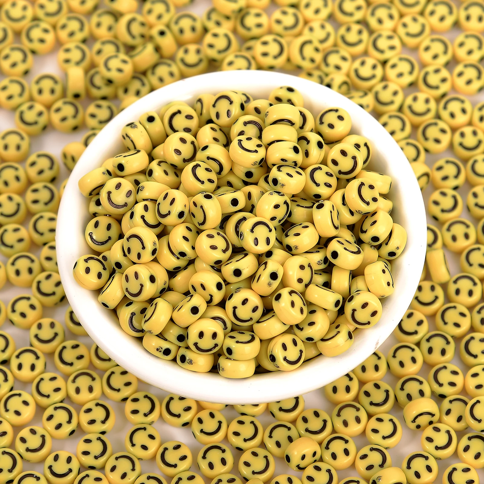  Smiley Face Beads for Jewelry Making - 200 Pieces 7mm Smile  Face Beads