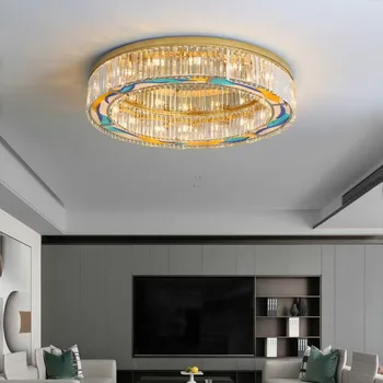 Colorful Crystal Ceiling Lamp Luxury Home Decoration Led Lampara De Techo for Living Room 2024 Ceiling Chandeliers