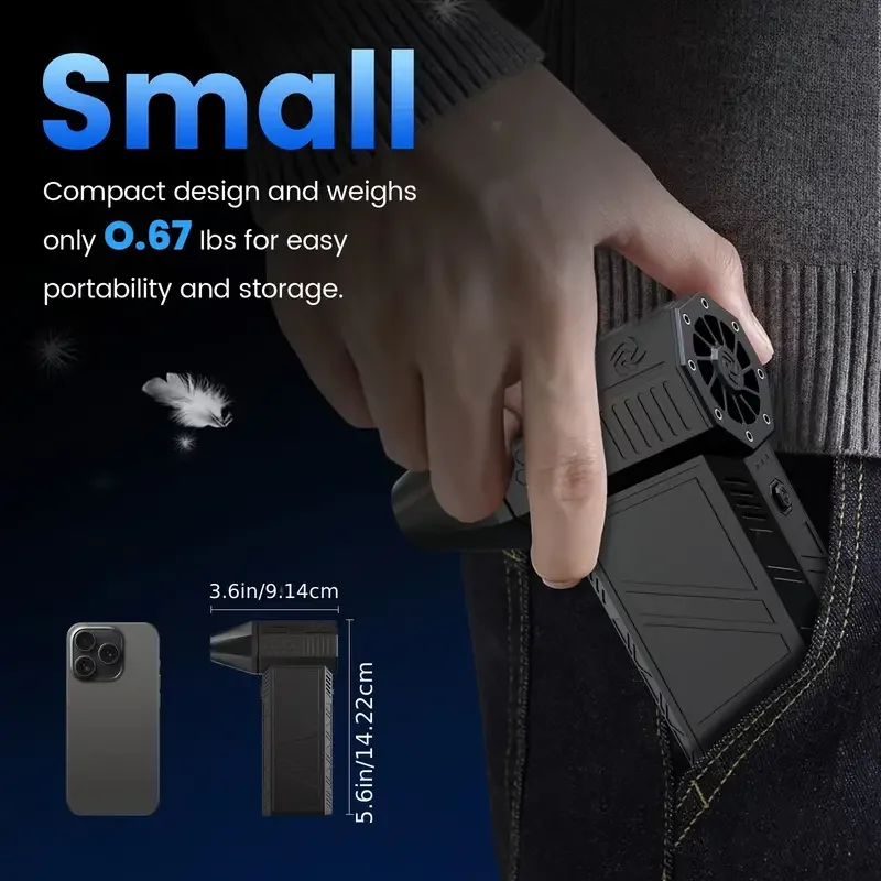 Ultra Powerful Mini Turbo Jet Fan - 130,000 RPM, 4000mAh Rechargeable Battery, High Speed Brushless Motor for Home and Office Cl 5