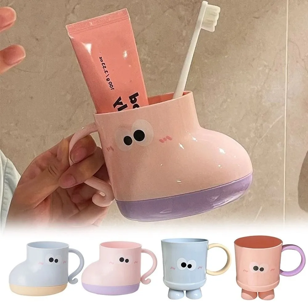 Cartoon Big Eyes Expression Mouthwash Plastic Brushing Toothbrush Cup Bathroom Accessories_voghion.com