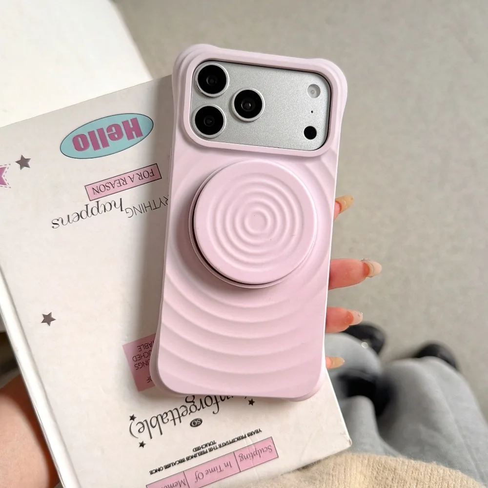 Pastel Matte Wavy Ring Holder Slim Phone Case Cover