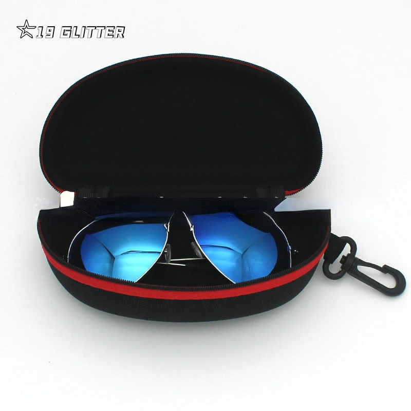 Glasses Case Portable Zipper Carabiner Sunglasses Protector Box Hard Eye Glasses Case Travel Pack Pouch Eyewear Accessories