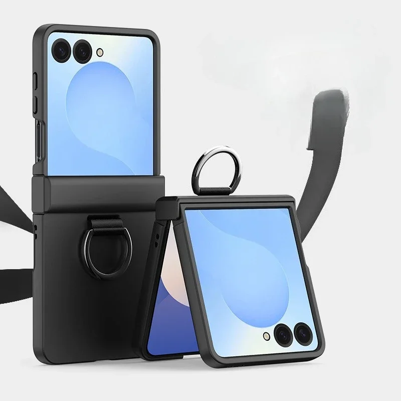 כיסוי קשה לטלפון Skin Feel עבור Samsung Galaxy Z Flip 7 FE 6 5 4 3 ZFlip7 עם מגן טבעת