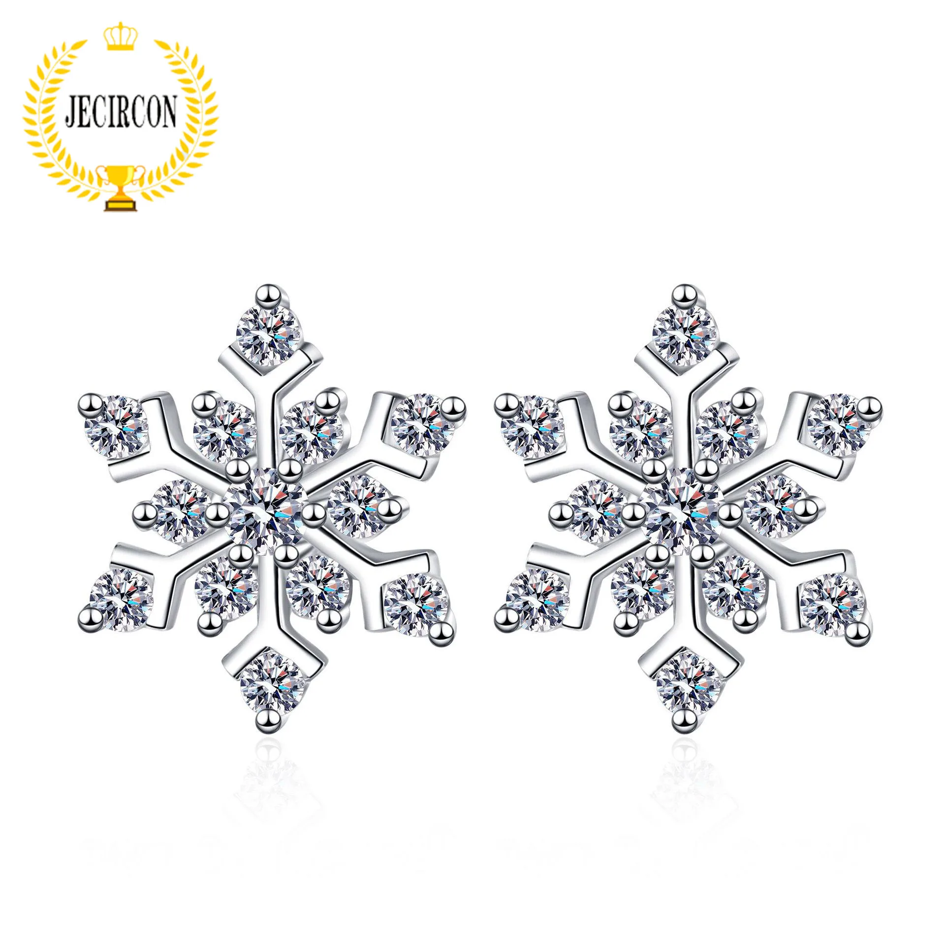 

JECIRCON 0.72ct D Color Moissanite Earrings for Women 925 Sterling Silver Snowflake High-end Ear Studs Shiny Diamond Ear Jewelry