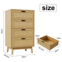 Commode naturelle Rosahqnda, armoire de rangement en rotin avec 4/6/1 tiroirs, table d'appoint pour salon, meubles de chambre à coucher 5