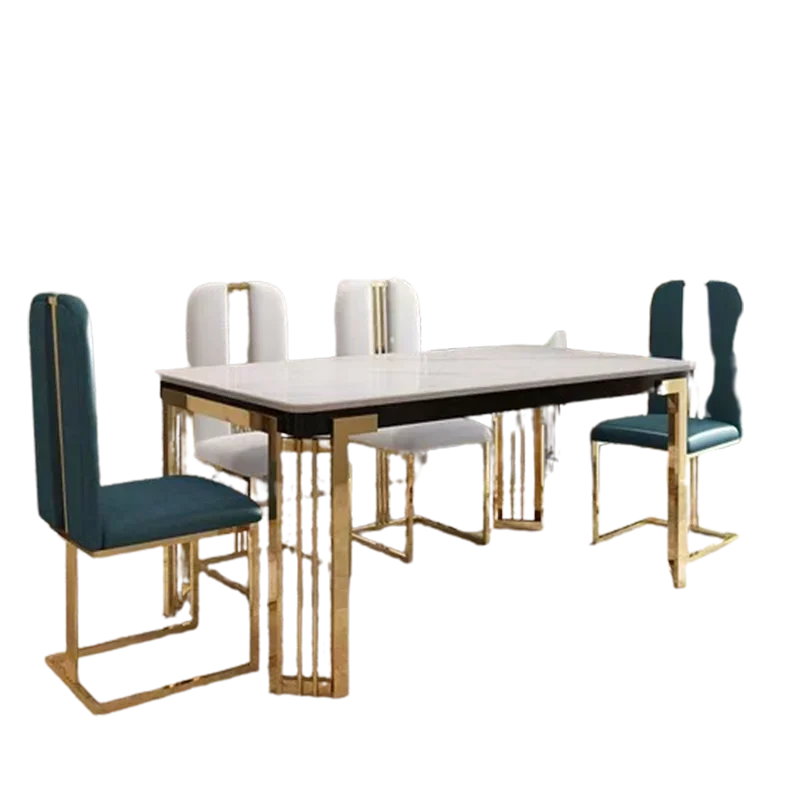 

Metal Nordic Luxury Dining Table Kitchen Chairs Natural Design Center Dining Table Restaurant Marble Eettafel Home Furniture