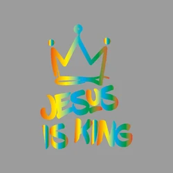 Creative & Funny Jesus is King Crown Stickers for Cartoon Enthusiasts - High Quality for Vehicles & Laptops (Multicolor)