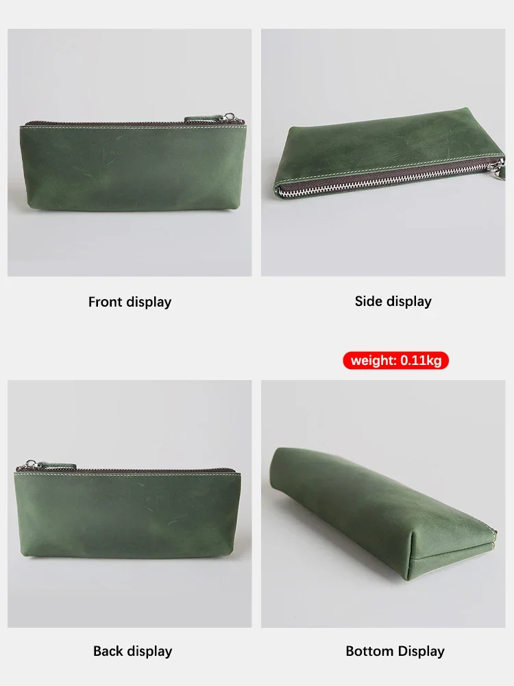 Zency Cosmetic Pockets Cowhide Leather Long Purse Clutch Multi-function Multiple Card Slots Holders Bags Small Coin Bag Unisex