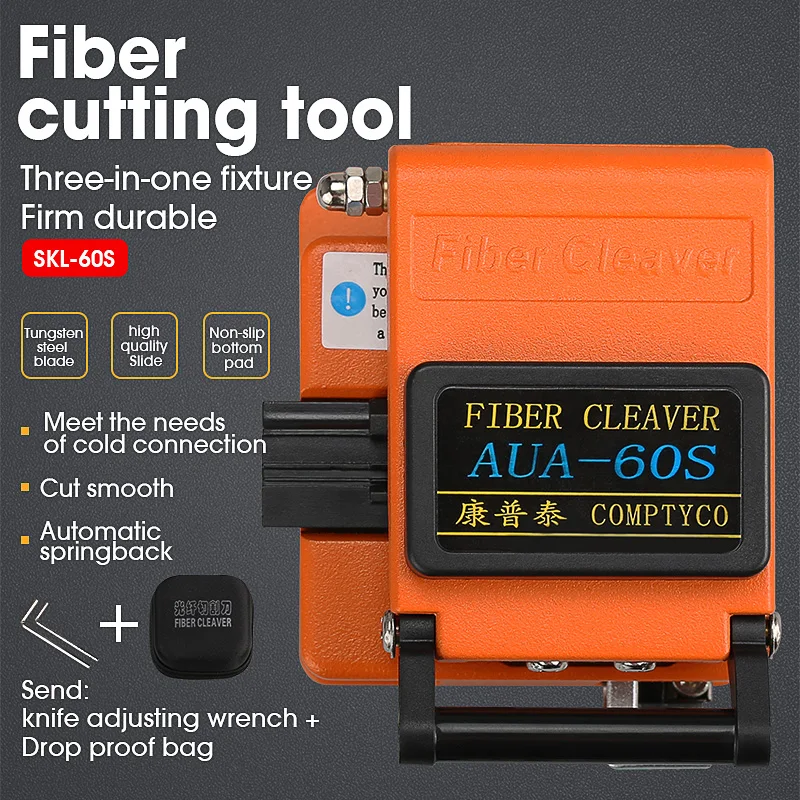 

AUA-60S Orange Fiber Cleaver Cable Cutter Three-in-one Fixture of Bare Optical Fiber for Leather Optical Cable Tail Jump