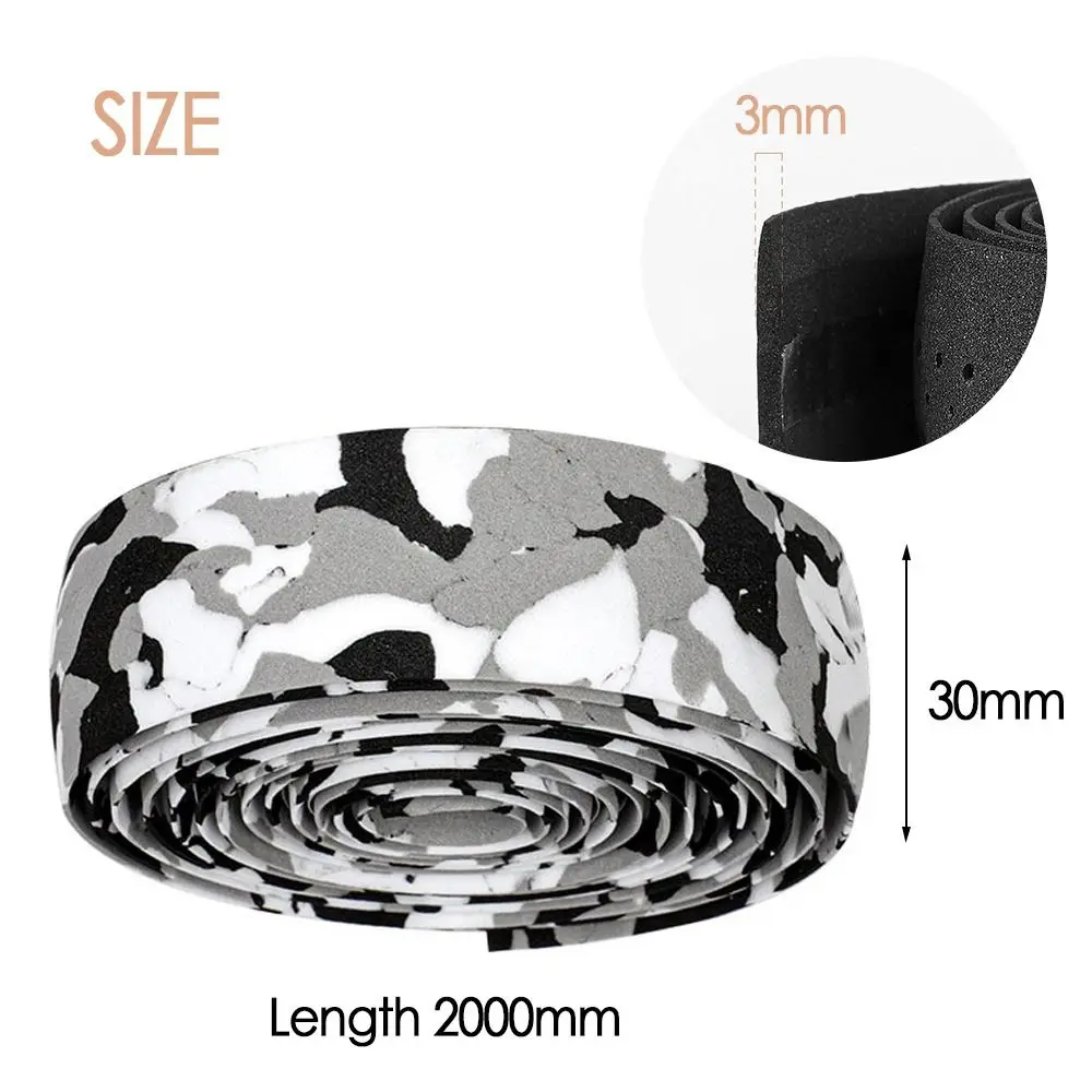 2pcs High Elastic EVA Bicycle Handlebar Tape Anti-Slip Damping Cycling Road Bike Handle Belt Wraps with Bar End Plugs