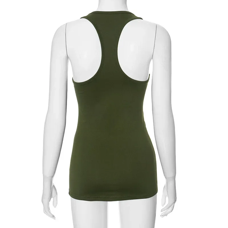 Tirantes ajustados sexys, ropa de calle atrevida, Y2k, moda informal, cuello en U, camiseta sin mangas para mujer, color sólido de verano, nueva camiseta Y2k