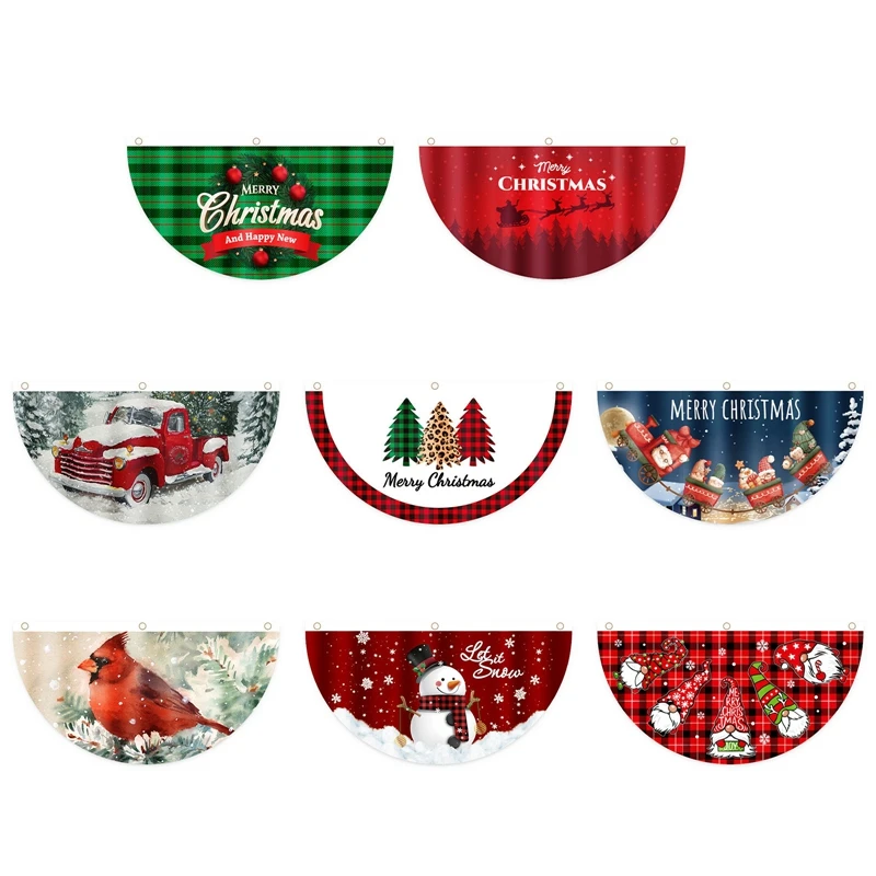 1Pc Christmas Fan Flag Christmas Table Runner Xmas Table Flag Cover Navidad Natal Gifts Decorazioni Natalizie Porta Appesa