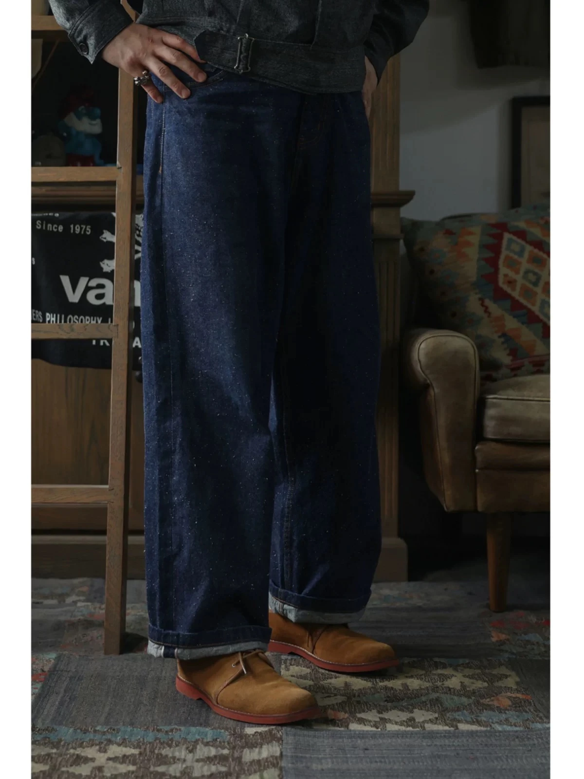 Second Order "Snow" Nep Selvedge Jeans Wide Straight Leg Denim Pants Zipper Fly 4