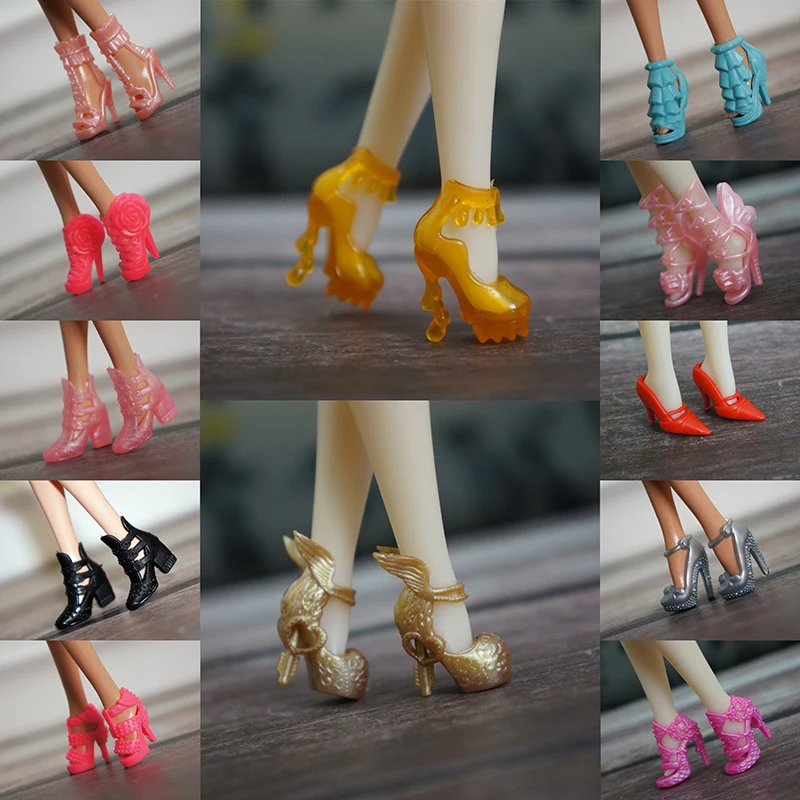 1 Pairs Of Fashion Shoes High Heel Shoes Toy Doll Shoes Sandals Flat Shoes Many Kinds For Barbies Doll Accessories Toy For Girls childrens sandals fashion sequins rhinestone bow girls princess flat heels sandals summer dance performance kids shoes