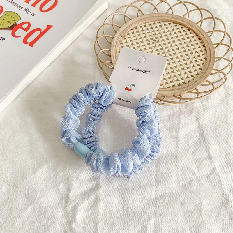 2 pçs doce cor gaze intestino pequeno anel de cabelo cor doce corda de cabelo versão coreana faixa de borracha creme cabeça corda