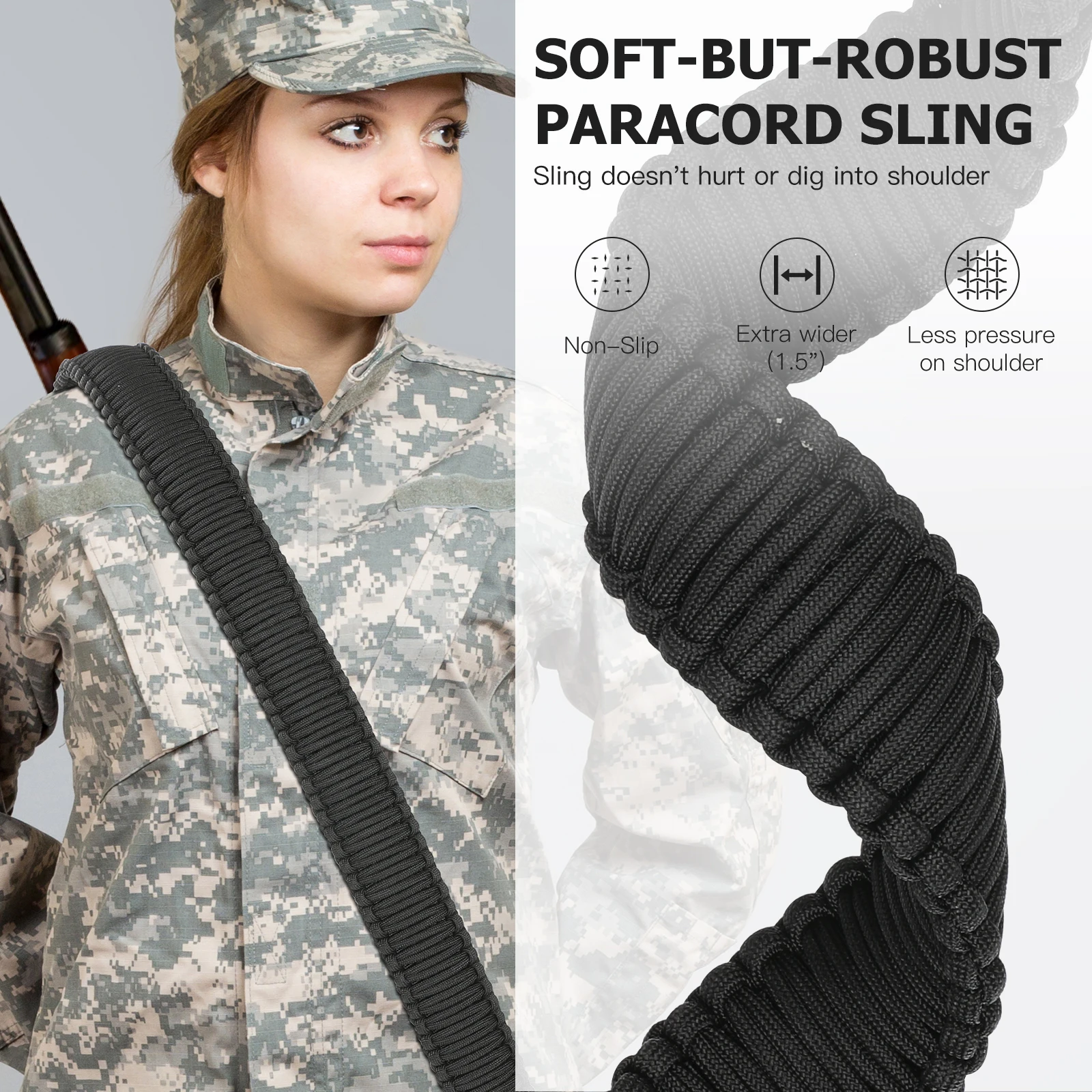 Tactical Dual Point Nylon Sling Rotating Two-Point Rope Sling Anti Slip Length Adjustable