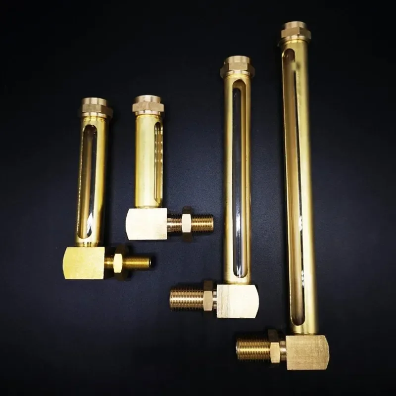 1/4" 3/8" 1/2" BSP Male Thread L-Shape Brass Oil Level Sight Glass Gauge