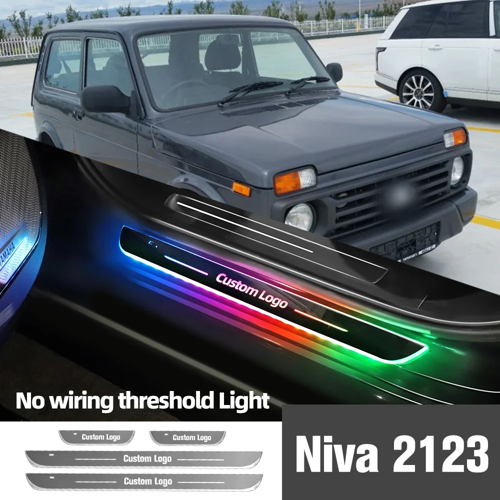 

For Chevrolet Niva 2123 2002-2012 2010 2011 Car Door Sill Light Customized Logo LED Welcome Threshold Pedal Lamp Accessories