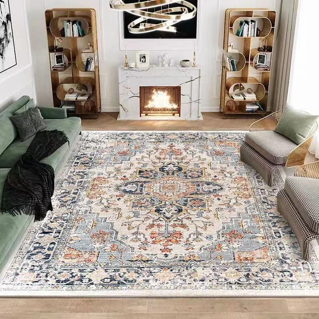 Blue Chenille Carpet American Style Rugs for Living Room Bedroom Vintage  Persian Carpets Retro Study Floor Mat Large Soft Rug - AliExpress