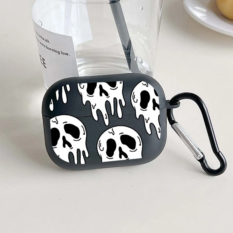 Wireless Headset Protective Case for Airpods with White Skull Pattern