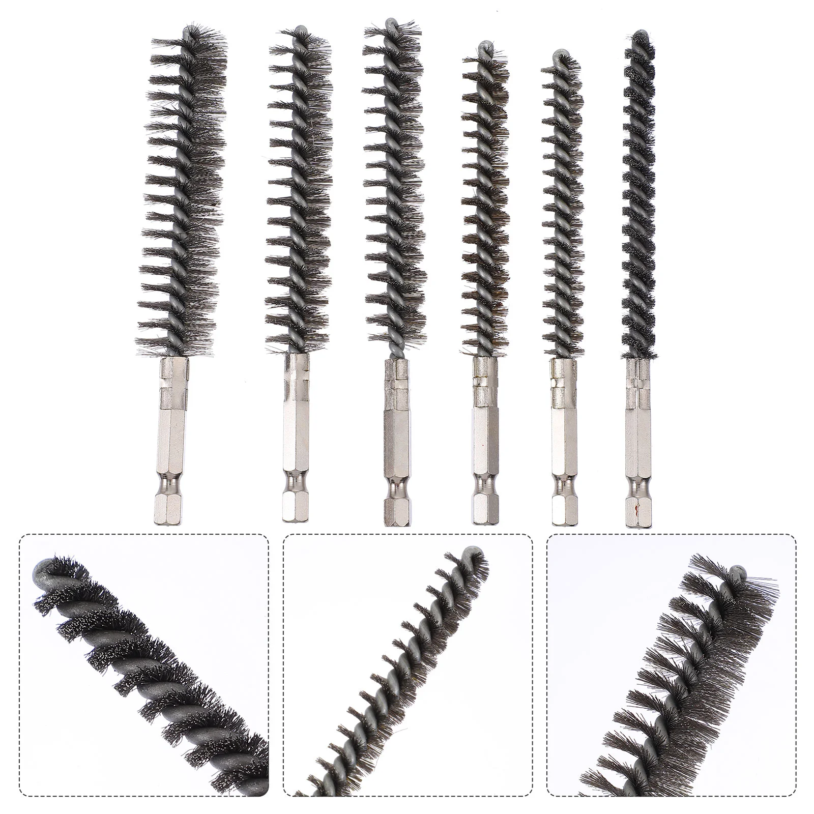 6pcs Bore Brush Bore Wire Bore Brush Set Stainless Steel Cleaning Brush