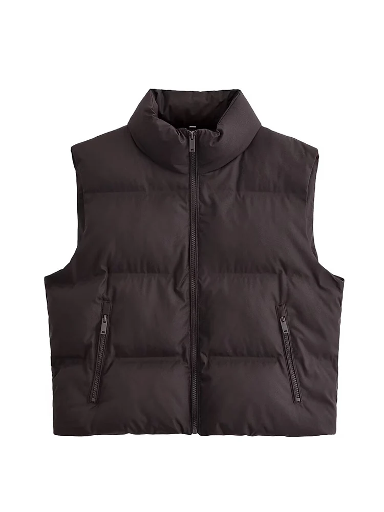 Women Jacket Vest Autumn Winter Warm Cotton  Sleeveless Simple Casual Vest Coat Fashion Solid Color Female Street Tank Top