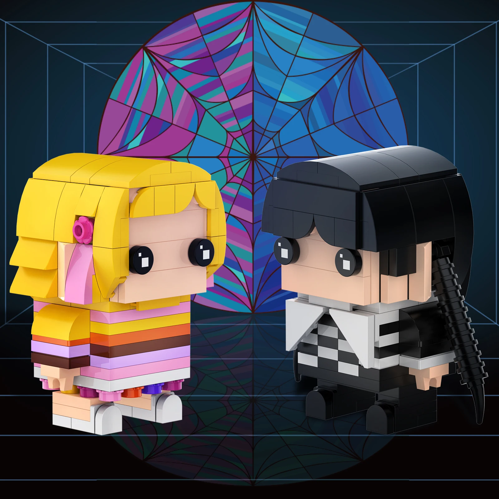 MOC Wednesday & Enid Brickheadz Building Blocks Set 2-in-1 Movie Roles Figuresed Thing Toys for Children\'s Halloween Gifts