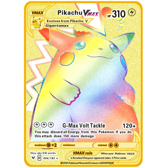 2021 New Pokemon Mewtwo Metal Cards Gold Mew V Pikachu Vmax