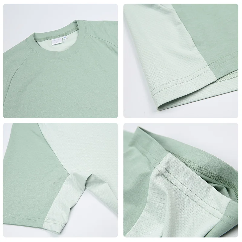 Outdoor T-shirt Breathable Cool Feeling Quick Dry Elastic Tops TEES Sports Shirt Hiking Trekking Running Gym Clothing Women Men