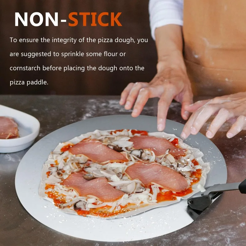 Pizza Peel Metal Pizza Spatula 12 inch Cutter Foldable Handle Stainless Steel Peel Kit for Dough Accessories