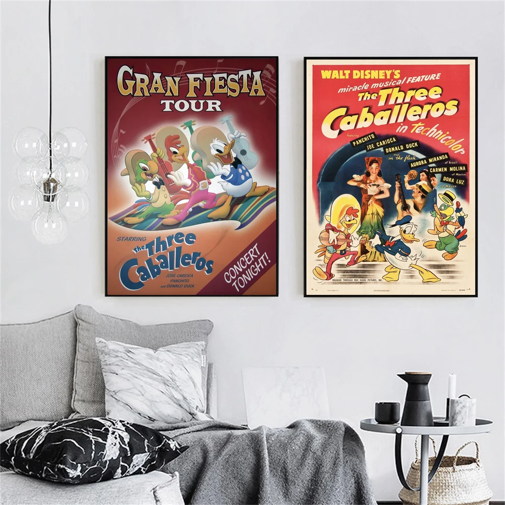 Miniso Disney The Three Caballeros Canvas Poster Gran Fiesta Tour Poster Disney Movie Poster Per Camera Da Letto Nursery Home Decor