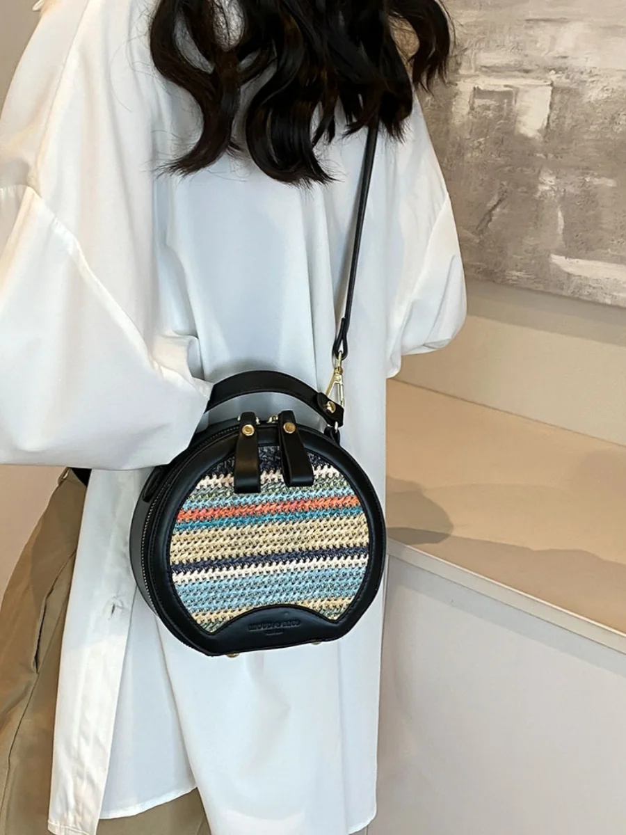Stylish Hand-woven Round Bag for Women in Summer 2024