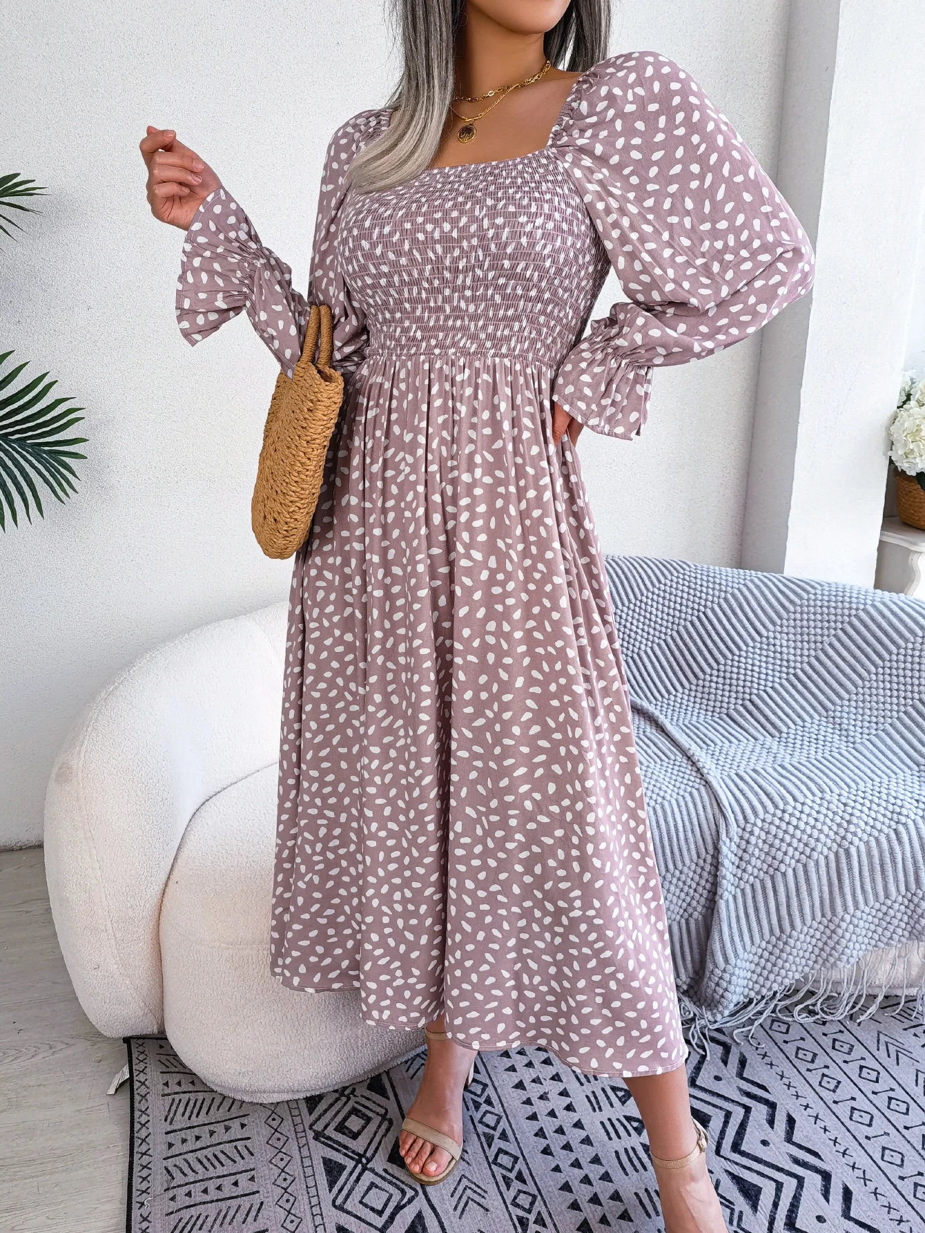 Yellow Pink Red Floral Dress for Women