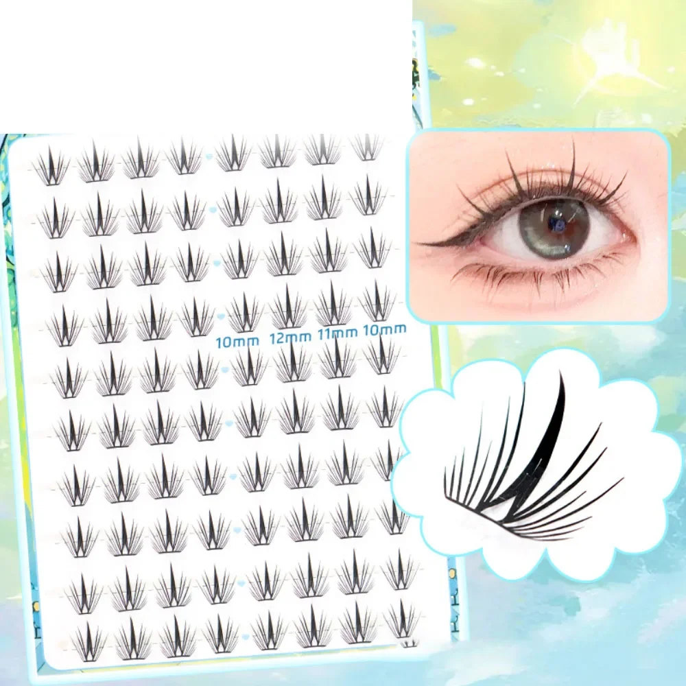 10 Rows Korean Idol False Eyelashes Transparent Terrier Natural Manga Fairy Fake Eyelash Sweet Cute Segmented Lashes Eye Makeup