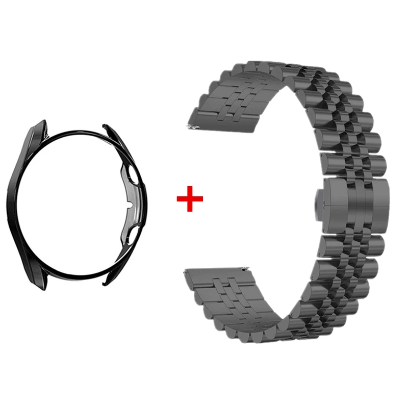 스트랩 + 케이스 삼성 갤럭시 시계 4 5 프로 6 44mm 40mm 45mm 스테인레스 스틸 팔찌 갤럭시 시계 3 45mm 41mm 4 6 클래식