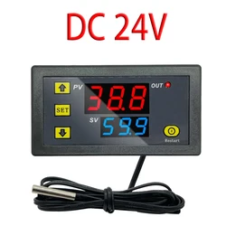 Compact Digital Temperature Controller with Thermostat and Sensor (DC 24V)