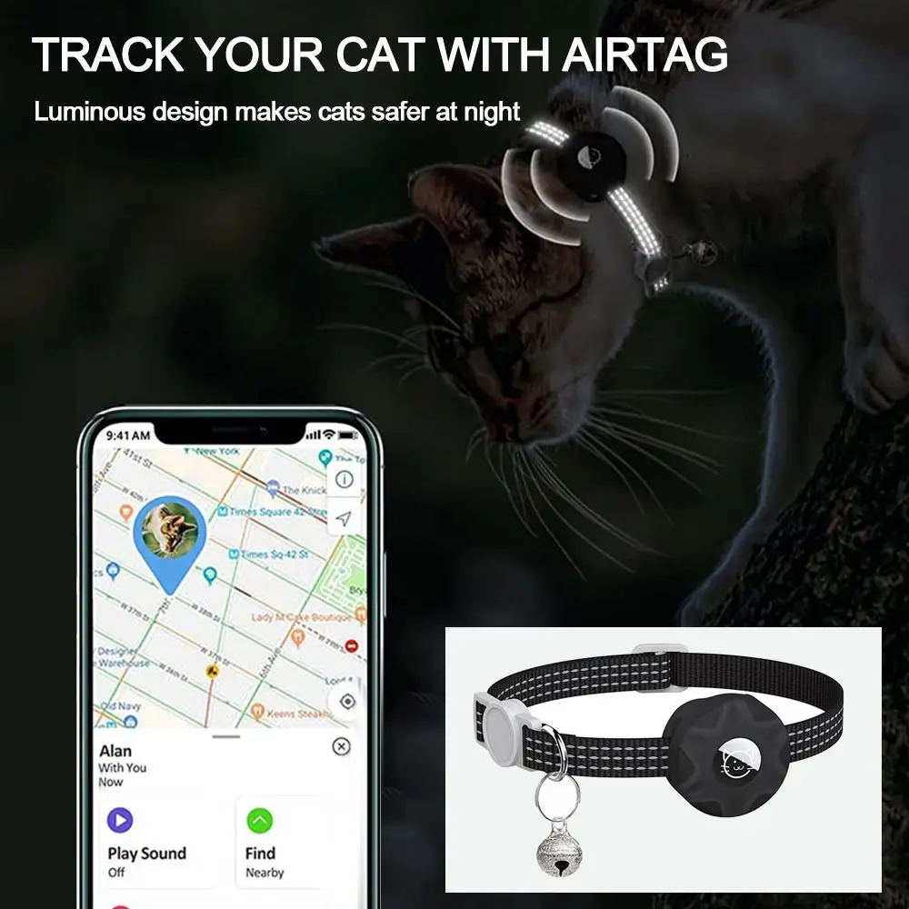 Bluetooth Tracker AirTag Case Smart Tracker Animal Tracking Collar Cat With GPS For AirTag Accessories Anti-lost Collar For Apple Airtags Holder Tracker Box Pet Collar