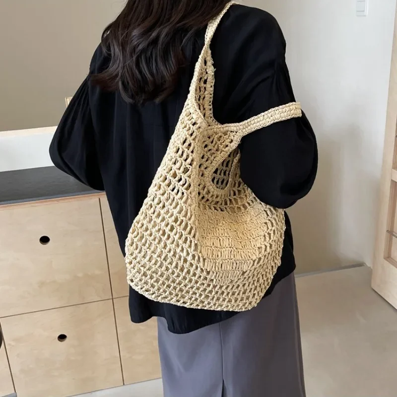 Niche Women Rattan Tote Bag Luxurious Designer Wicker Shoulder Handbag Fashion Trend Women Handbag Shopping Straw Bag Organizers 5