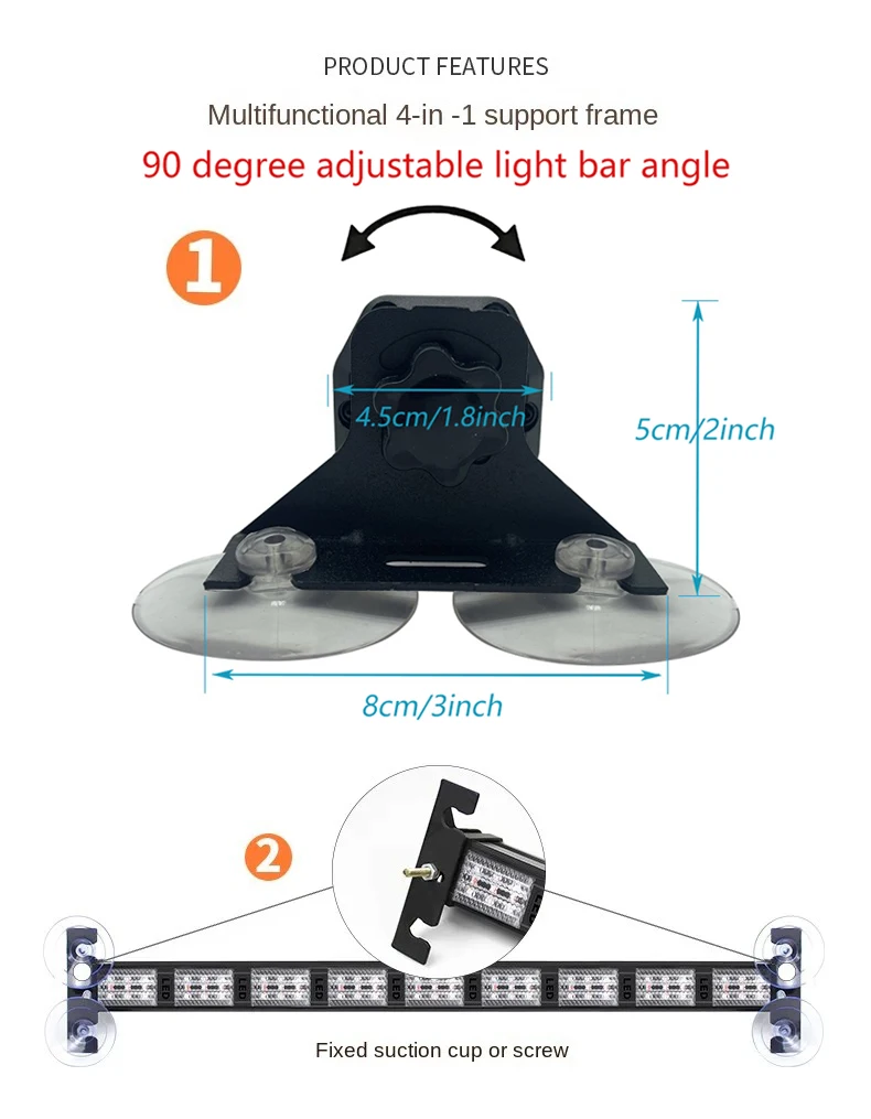 Multifunctional Color-Changing Bumper Light Led Strobe Rescue Warning Light Car Truck Opening Flash Strip Stick