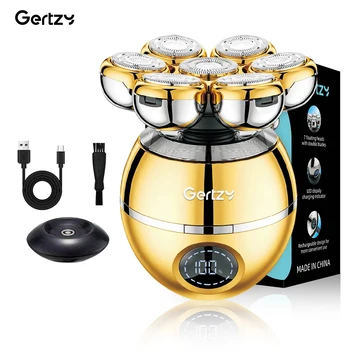 Rasoio elettrico rotativo da uomo con ricarica USB, batteria al litio ricaricabile, adatto per rasoio wireless da uomo calvo. 1