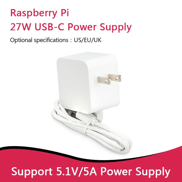 Official Original Raspberry Pi 27W USB-C Power Supply 5.1V 5A