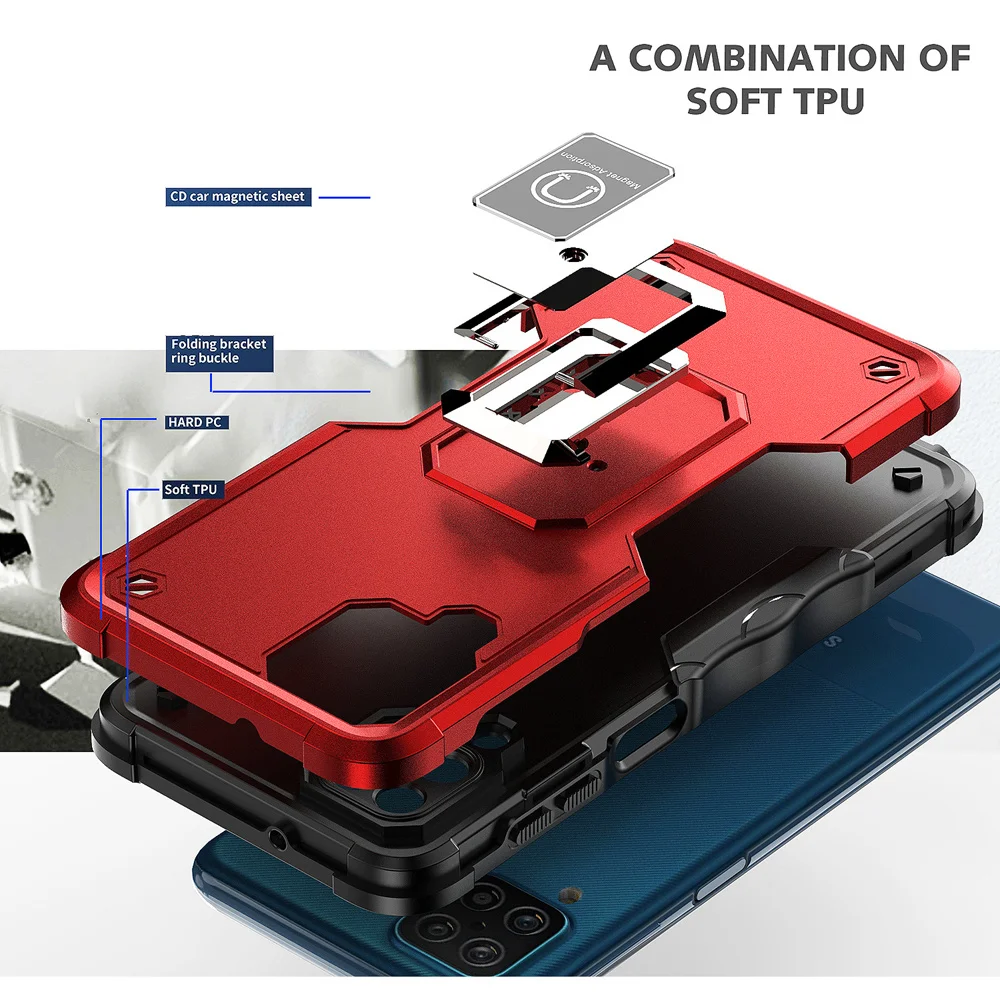 KEYSION ütésálló páncéltok Samsung M53 5G M51 M32 M31 M30S M21 gyűrűs állvány telefon hátlapja Galaxy A22 A12 A42 telefonhoz_voghion.com