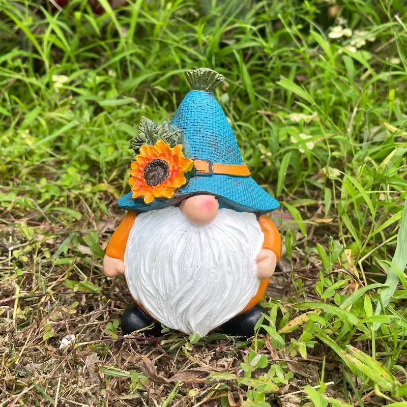Autumn Harvest Dwarf Pumpkin Gnome Resin Figurine Cartoon